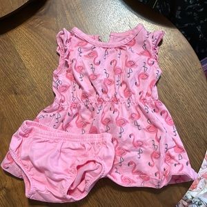 Just One You Flamingo Romper with Diaper Cover - 0-3M